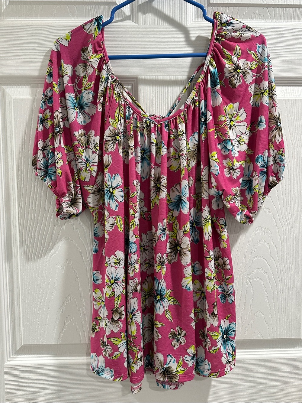 Women's Pink Floral Off-Shoulder Tunic Top